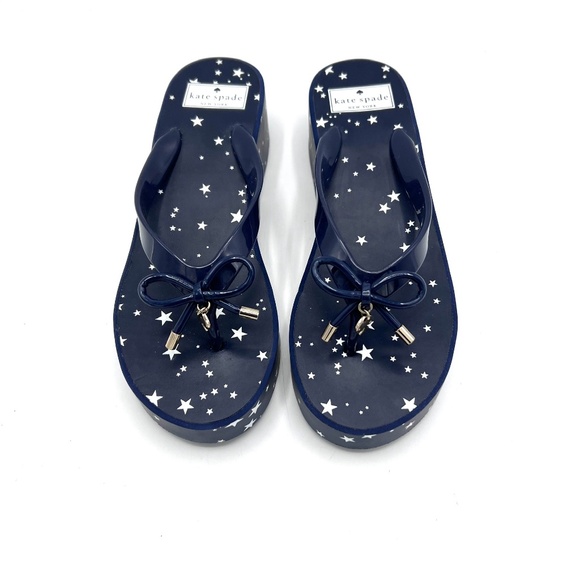 NEW Kate Spade New York Stars Navy LK210 Platform Wedge Sandals Size 8 - Picture 4 of 12